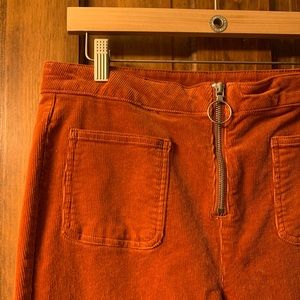 Pumpkin corduroy crop flare pants-COPY
